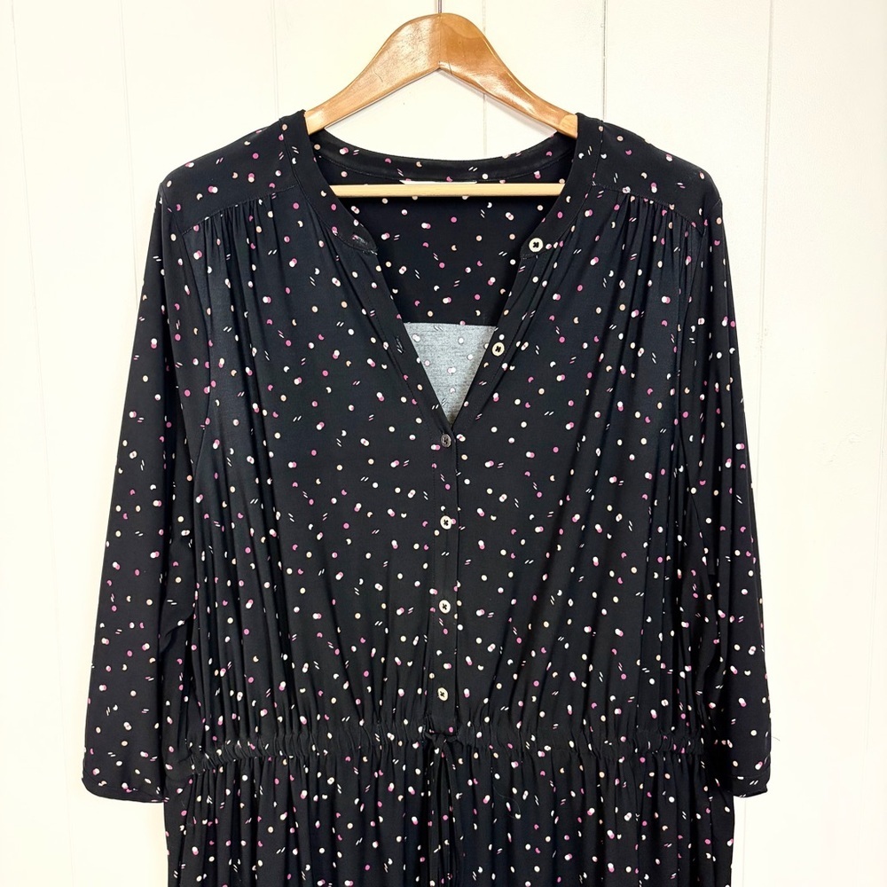Penningtons Navy Blue 3/4 Sleeves Knee Length Polka Dot Dress Stretchy Size 3X - Picture 4 of 14